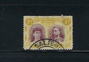 RHODESIA SCOTT #105 1910 DOUBLE HEAD 3D PERF 14- USED (SALISBURY CANCEL)