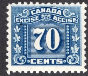 van Dam FX81, 70c blue, MLH, Three Leaf Federal Excise Revenue Tax Canada