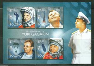 SOLOMON ISLANDS 2014 80th BIRTH ANN YURI GAGARIN  SHEET II  MINT NH