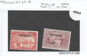 Macau: Sc #67-68, MH (50965)