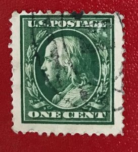 1910 US Sc 374 used 1 cent Franklin CV$.25 Lot 1655