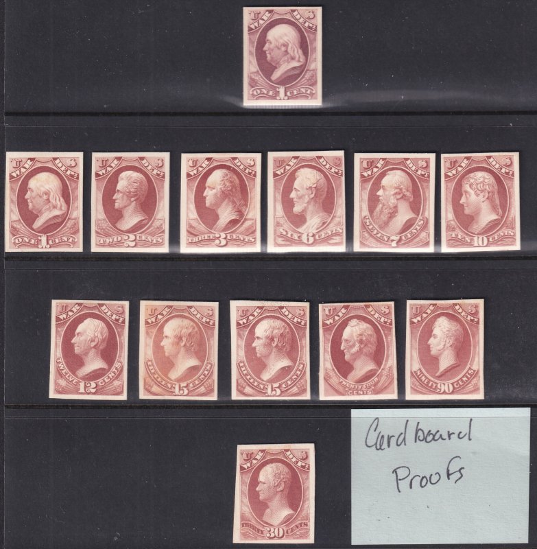 U.S. Collection of official cardboard, Roosevelt and India proofs
