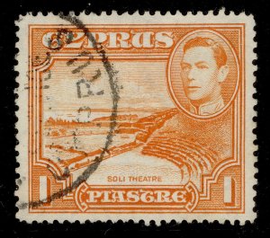 CYPRUS GVI SG154a, 1pi orange, FINE USED. Cat