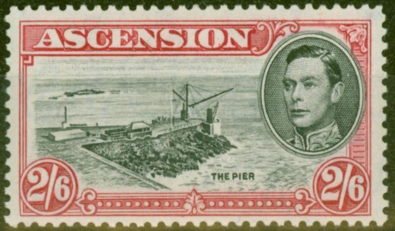 Ascension 1944 2s6d Black & Dp Carmine SG45c P.13 V.F MNH