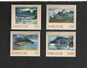 1990 Faroe Islands SCOTT #212-215 Paintings  Nolsoy Island MNH stamp set