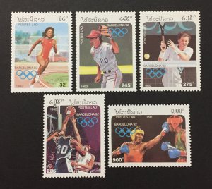 Laos 1992 #1058-62,  1992 Olympics, MNH.