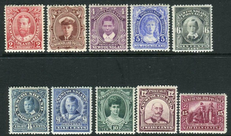 NEWFOUNDLAND-1911 Coronation.  A lightly mounted mint set Sg 117-127