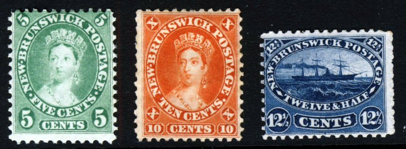 NEW BRUNSWICK CANADA Queen Victoria 1860-63 5c to 12c SG 14, SG 17 & SG 18 MINT