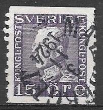 Sweden 1922 15 Ore, King Gustav V, coil, Scott #167, used