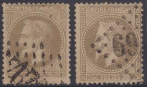 FRANCE 1862-70 NAPOLEON Sc 34 PLATE FLAWS NO FRAME LINES AT LEFT USED F,VF