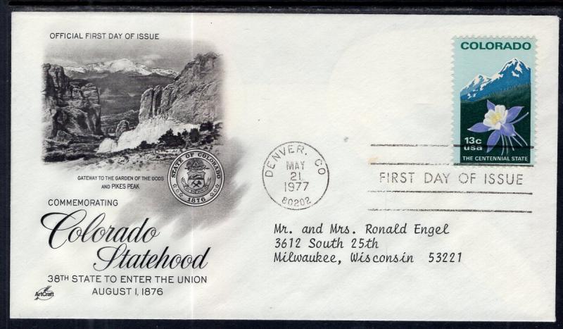 US 1711 Colorado Artcraft Typed FDC