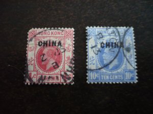 Stamps-Great Britain Office in China (Canton)-Scott#19,22-Used Set of 2 Stamps