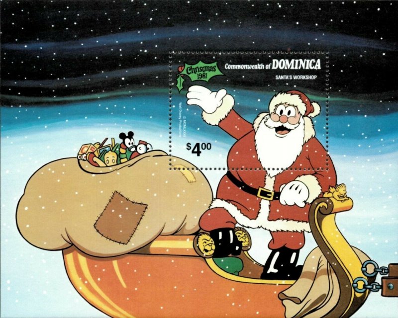 Dominica 1981 - Disney, Christmas, Santa's Workshop - Souvenir Sheet - MNH
