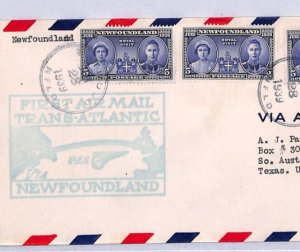 NEWFOUNDLAND Air Mail Cover PAN-AM TRANSATLANTIC FIRST FLIGHT USA 1939 YN102