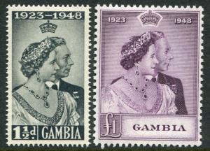 GAMBIA-1948 Royal Silver Wedding Set Sg 164-165 LIGHTLY MOUNTED MINT V20322