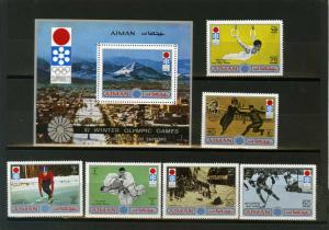 AJMAN 1971 WINTER OLYMPIC GAMES SAPPORO SET OF 6 STAMPS & S/S PERF. MNH 