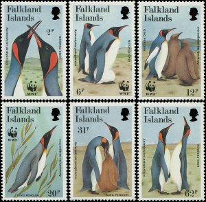 Falkland Islands 1991 Sc 535-540 Birds KingPenguin WWF CV $12.45