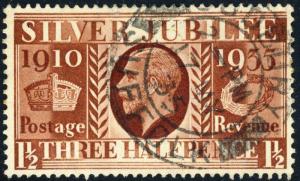 GB 1935  SUDBURY / SUFFOLK  ds on KGV Jubilee SG455 1-1/2d red-brown - VFU