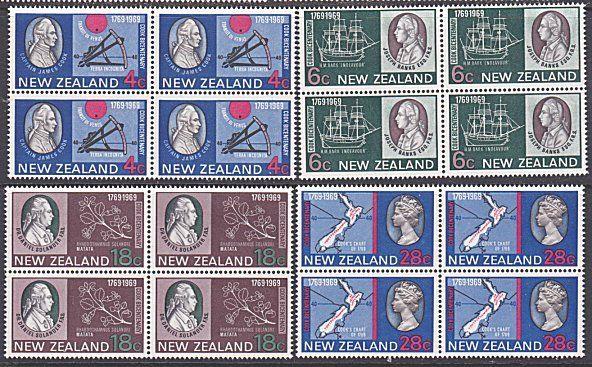 NEW ZEALAND 1969 Capt Cook set MNH block of 4 ACS cat NZ$60.................3300