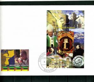 Mozambique 2003 Pope John Paul II-St.Thomas Aquino s/s Imperforated in FDC