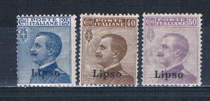 Italy Agean Islands Lisso 6-8 MLH set Overprint Lipso 1912 (MV0317)