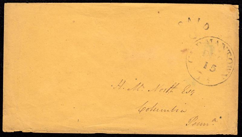 Stampless Cover - Georgetown Pa. Paid 3  L@@K!