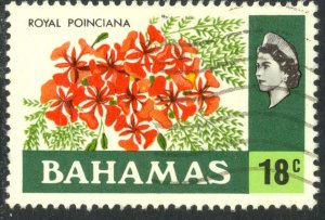 BAHAMAS 1971 QE2 18c ROYAL POINCIANA Flowers Pictorial Sc 325 VFU