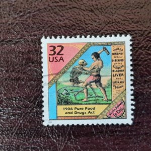 US Scott # 3182f; used 32c 1900's issue from 1998; VF cntr; off paper