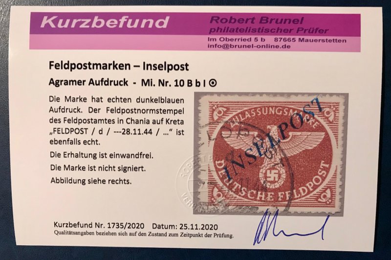 German Empire: Army Post Inselpost Certified