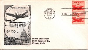 FDC 1949 - 6c Coil US Airmail - Washington, DC - F38117