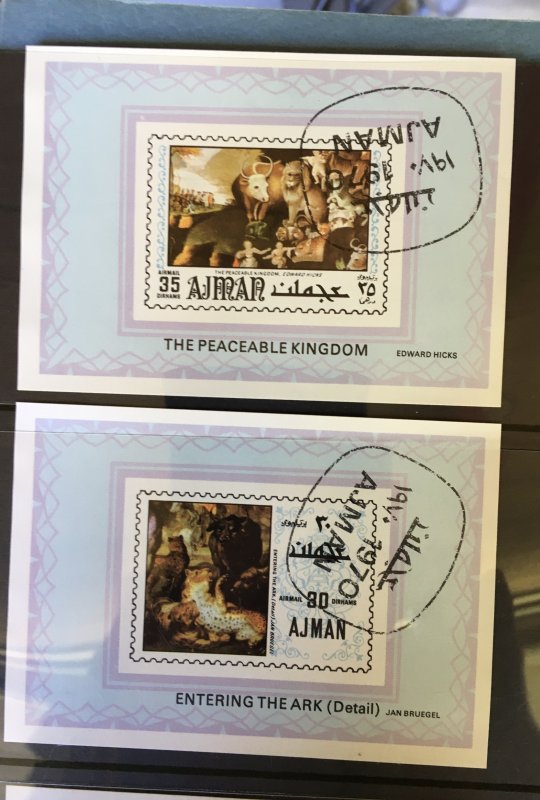 AJMAN 1970 Art Imperf SS collection of 7 precanceled