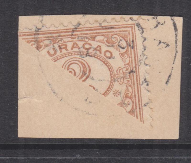 CURACAO, 1916 Figures, 2c. Bistre, bisected on piece.