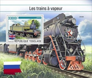 Togo - 2021 Steam Trains and Flag - Stamp Souvenir Sheet - TG210225b