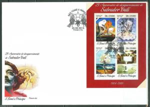 SAO TOME  2014 25th MEMORIAL ANNIVERSARY OF SALVADOR DALI  SHEET  FDC