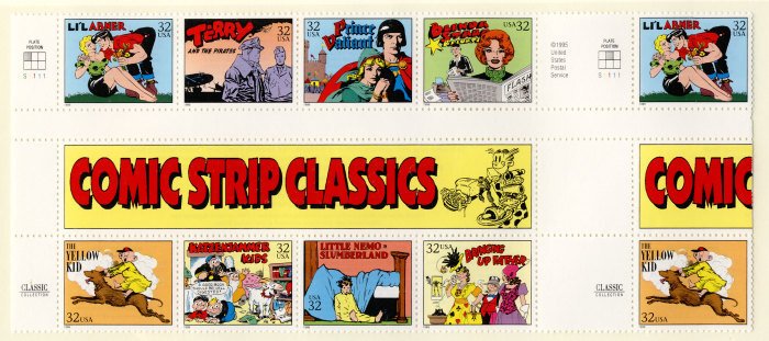 US #3000 Comics,  FULL GUTTERS from press sheet, VF OG NH, Very RARE and TOUG...