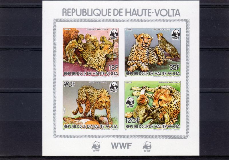 Upper-Volta (Burkina Faso) 1984 WWF Cheetah Souvenir Sheet Imperforated MNH