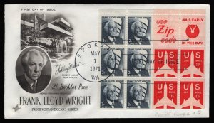 #1280c 2c Frank Lloyd Wright w/ #C78a, Art Craft FDC **ANY 5=FREE SHIPPING**