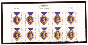 US 5035  Purple Heart - Forever Header Blk of 10 - 2014 YD - MNH  - S111111 New