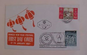 HONG KONG MIXED AUSTRIA 1967 NEW YEAR ONLY 10 MADE CACHETED UNADDRESSED