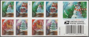5819b, 5816-19, Booklet pane of 20. Snow Globes, MNH, Forever.