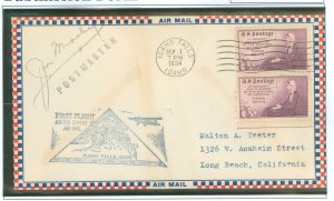 US 737 1934 First Flight, Idaho Falls, ID 9/1/34, some envelope toning