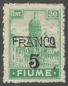Fiume, stamp,  Scott#58,  mint, hinged,  20 cent,. green