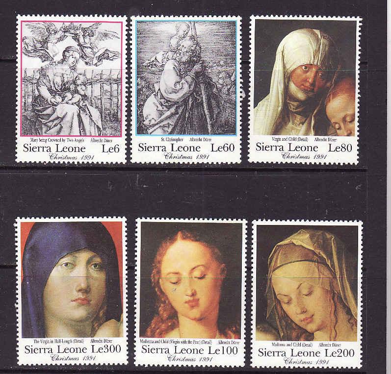 Sierra Leone-Sc#1430-5-unused NH short set to the 300le-Durer-Paintings-1991-