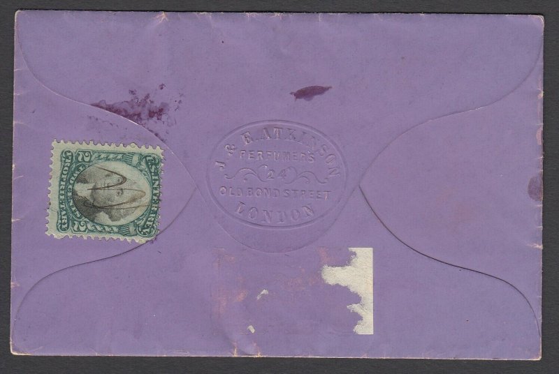 US Sc RB2a, used on document (Violet Sachet Powder, J. & E. Atkinson of London)