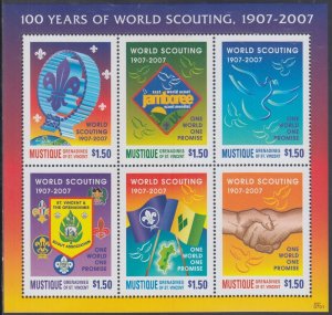 ST VINCENT Sc # 21a-f  MNH S/S of 6 DIFF BOY SCOUTS CENTENARY