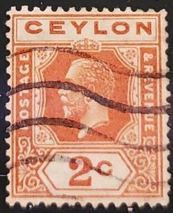 1911-1920 Ceylon SG #- 307 2 Cents King George V Good Lightly Used