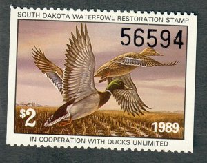 SD7 South Dakota #7 MNH State Waterfowl Duck Stamp - 1989 Mallard