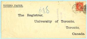 CANADA 1895 3c Small Queen cover HAMILTON VOTING PAPER