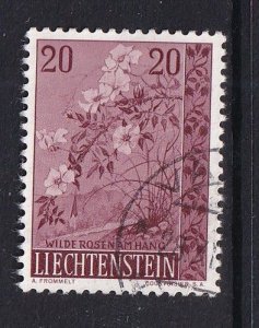 Liechtenstein  #313  used  1957  wild roses 20rp