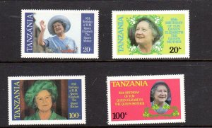 TANZANIA #267-270 1985 QUEEN MOTHER 85TH BIRTHDAY MINT VF NH O.G bb